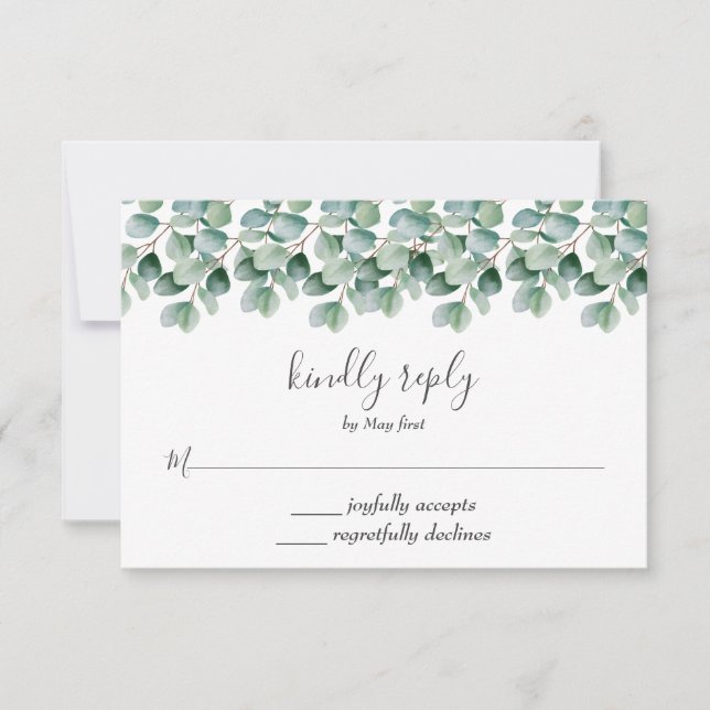 Eucalyptus Botanical Greenery  Wedding RSVP Card (Front)
