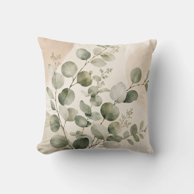 Eucalyptus Botanical Leaves Decorative Pillow (Front)