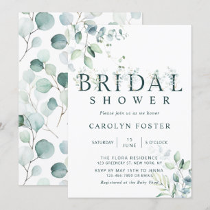 Eucalyptus Botanical Letter Bridal Shower Invitation