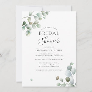 Eucalyptus Botanical Minimalist Bridal Shower Invitation