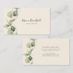 Eucalyptus Botanical Minimalist Script Artist Business Card
