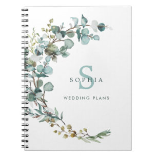 Eucalyptus Botanical Monogram Wedding Notebook