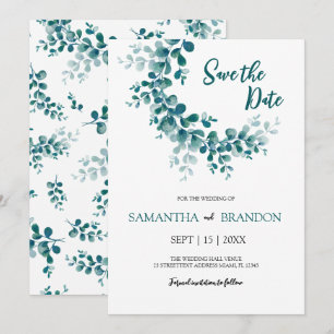 Eucalyptus botanical rustic greenery minimalist save the date