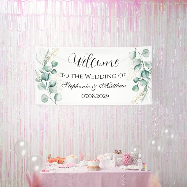 Eucalyptus Botanical Rustic Wedding Banner (Party)