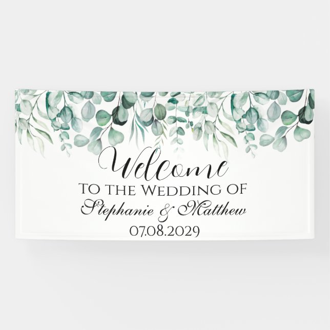 Eucalyptus Botanical Rustic Wedding Banner (Horizontal)