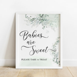 Eucalyptus Botanical Sage Green Babies are Sweet Poster