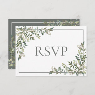 Eucalyptus Botanical Sage Green Script Wedding RSV RSVP Card