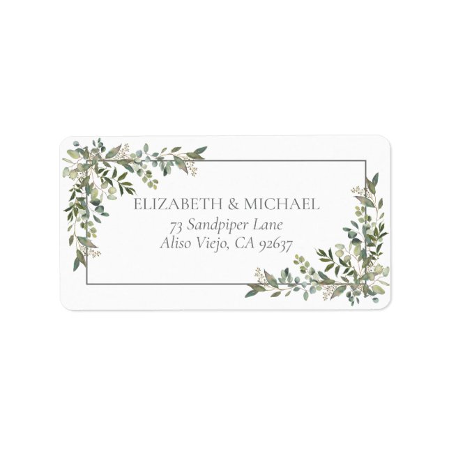 Eucalyptus Botanical Sage Green Wedding Address Label (Front)