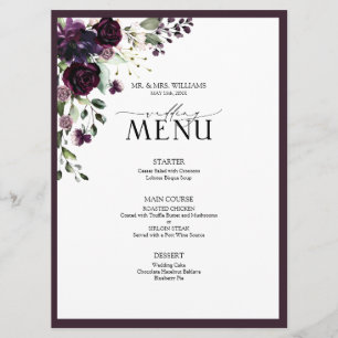 Eucalyptus Botanical Sage Green Wedding Menu