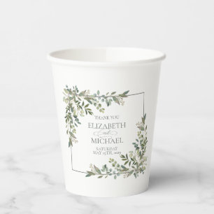 Eucalyptus Botanical Sage Green Wedding Paper Cups