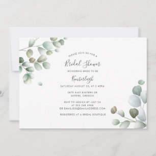 Eucalyptus Botanical Script Bridal Shower Invitation