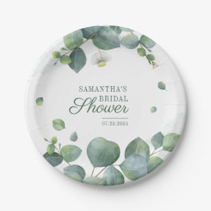 Eucalyptus Botanical Watercolor Bridal Shower Paper Plate