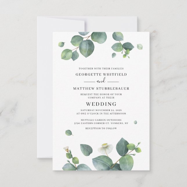 Eucalyptus Botanical Watercolor Wedding Invitation (Front)