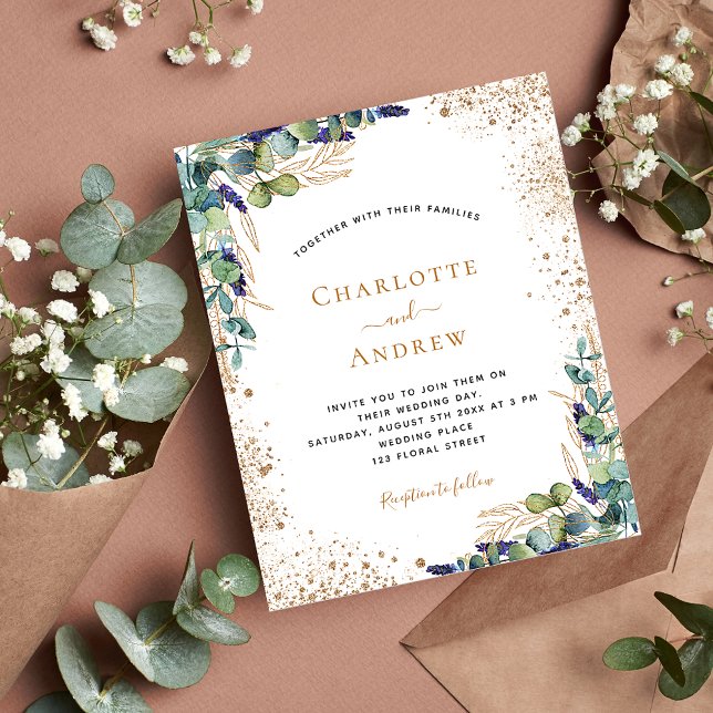 Eucalyptus botanical wedding budget invitation flyer (Creator Uploaded)