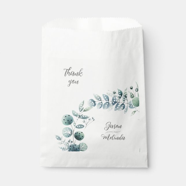 Eucalyptus Botanical Wedding Favour Bags (Front)