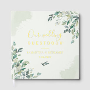 Eucalyptus Botanical Wedding Gold Foil Guest Book