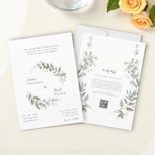 Eucalyptus Botanical Wreath Wedding Website QRCode Invitation