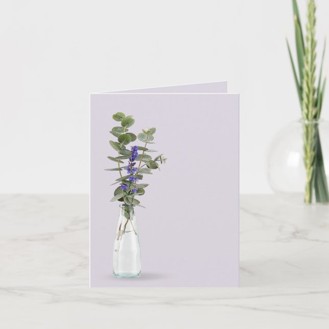 Eucalyptus Bouquet In Bottle Vase Note Card (Front)