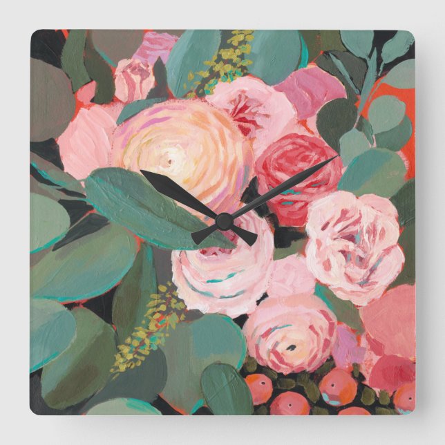 Eucalyptus Bouquet Square Wall Clock (Front)