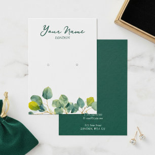 Eucalyptus branch green leafy earring display card