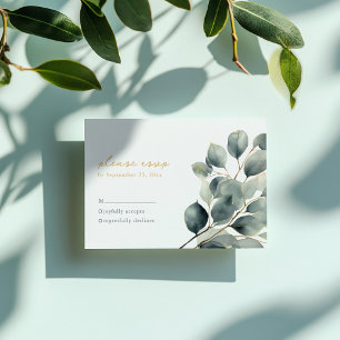 Eucalyptus branch green leaves wedding rsvp card