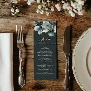 Eucalyptus branch green wedding menu