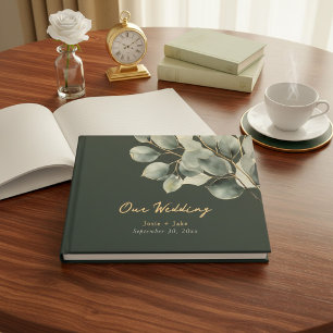 Eucalyptus branch pretty wedding guest book