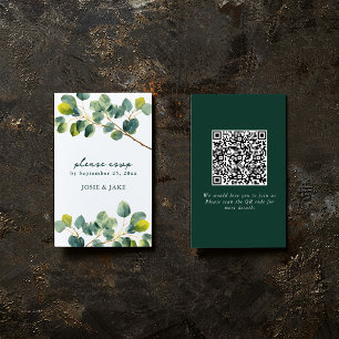 Eucalyptus branch qr code wedding rsvp enclosure card