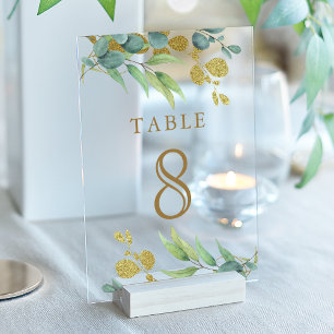 Eucalyptus Branch Wedding Acrylic Table Number
