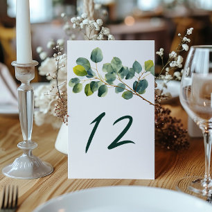 Eucalyptus branch wedding table number