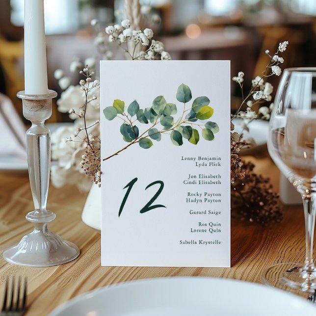 Eucalyptus branch wedding table seating chart invitation (Eucalyptus branch wedding table seating chart invitation)