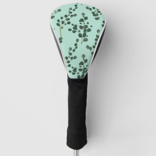 Eucalyptus Branches Leaves Golden Glitter Golf Head Cover