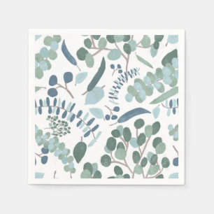 Eucalyptus Branches - Teal, Mint and White Napkin