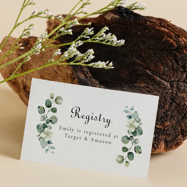 Eucalyptus Bridal Baby Shower Wedding Registry Business Card (Creator Uploaded)