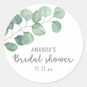 Eucalyptus - bridal shower classic round sticker