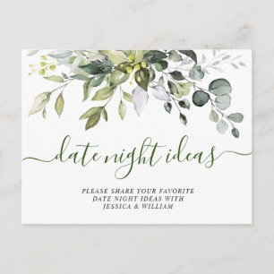 Eucalyptus Bridal Shower Date Night Idea Card