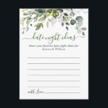 Eucalyptus Bridal Shower Date Night Ideas Card<br><div class="desc">For further customisation,  please click the "customise further" link and use our design tool to modify this template. 
If you need help or matching items,  please contact me.</div>