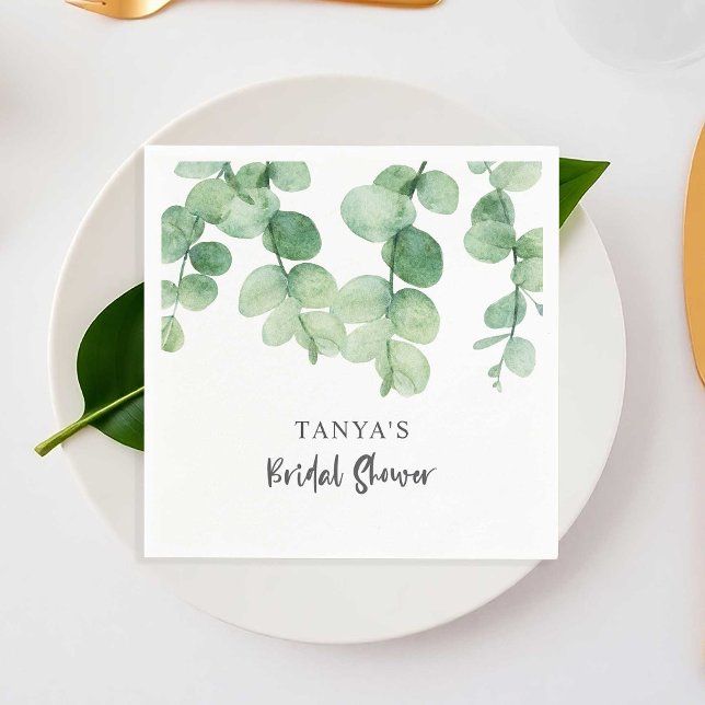 Eucalyptus Bridal Shower Elegant Custom Napkin (Creator Uploaded)