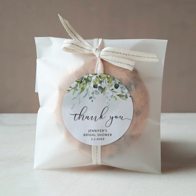 Eucalyptus bridal shower favor classic round sticker (Creator Uploaded)