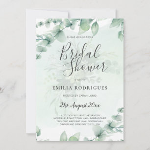 Eucalyptus BRIDAL SHOWER Greenery Gold QR Code Invitation