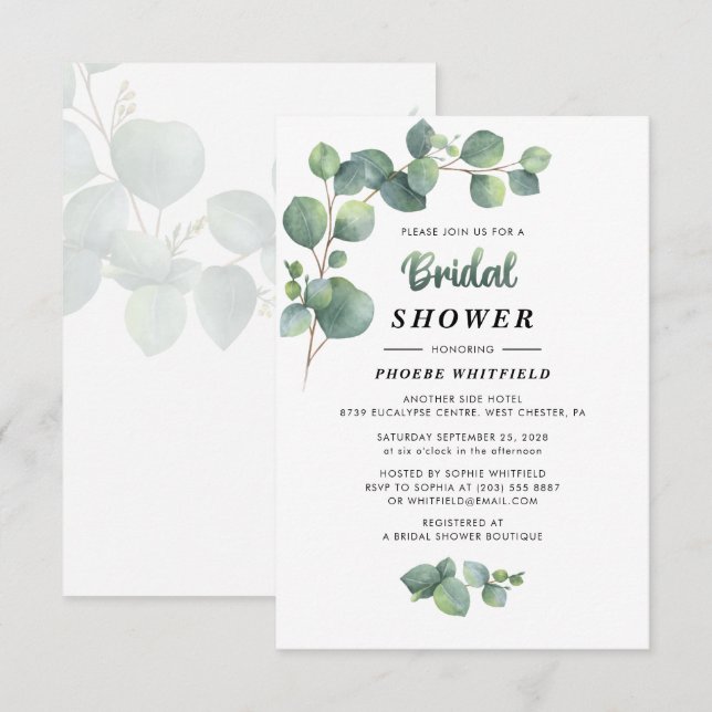 Eucalyptus Bridal Shower Invitation (Front/Back)