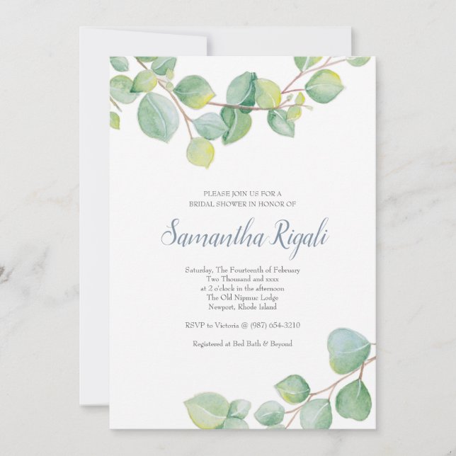 Eucalyptus Bridal Shower Invitation (Front)