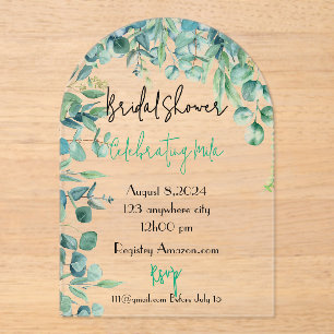 eucalyptus bridal shower invitation card