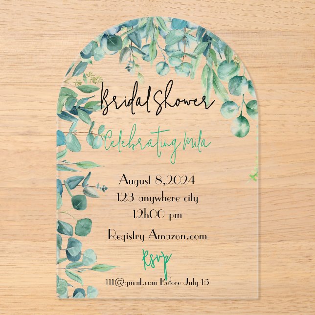 eucalyptus bridal shower invitation card (Front)