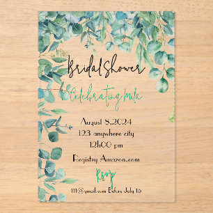 eucalyptus bridal shower invitation card
