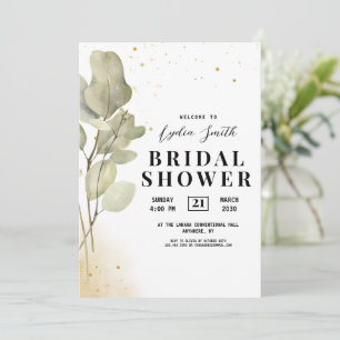 Eucalyptus Bridal Shower Invitation, Floral Bridal Invitation