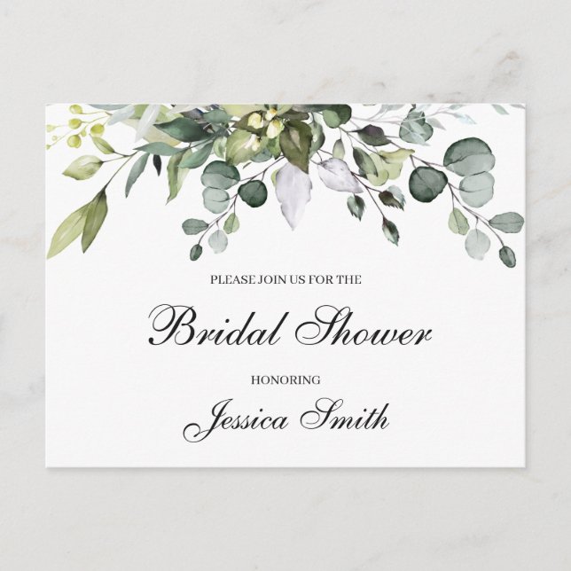 Eucalyptus Bridal Shower Invitation Postcard (Front)