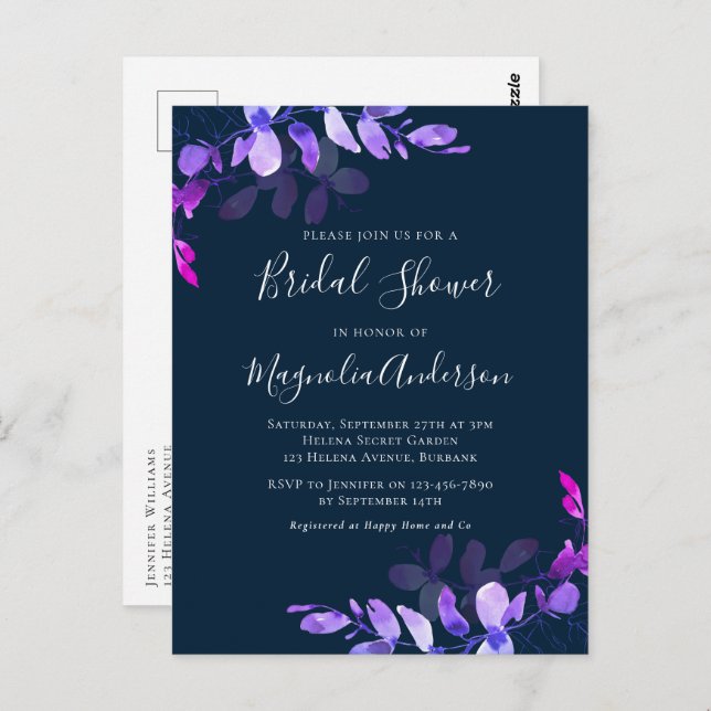 Eucalyptus Bridal Shower Invitation Postcard (Front/Back)