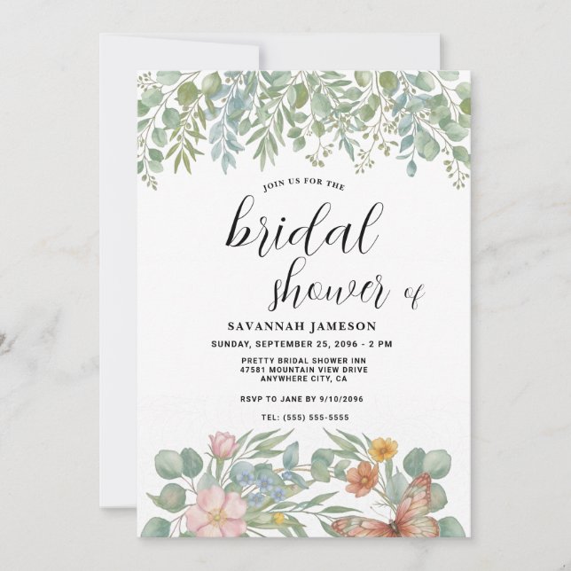 Eucalyptus Bridal Shower Invitation Template (Front)