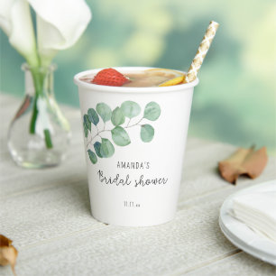 Eucalyptus - bridal shower  paper cups